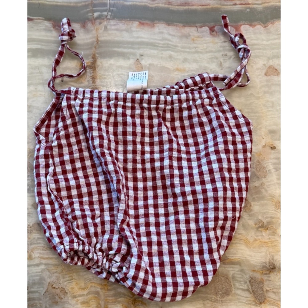 Illoura Girls Lottie Romper Red White Gingham Check‎ Cotton Adjustable 3-6M